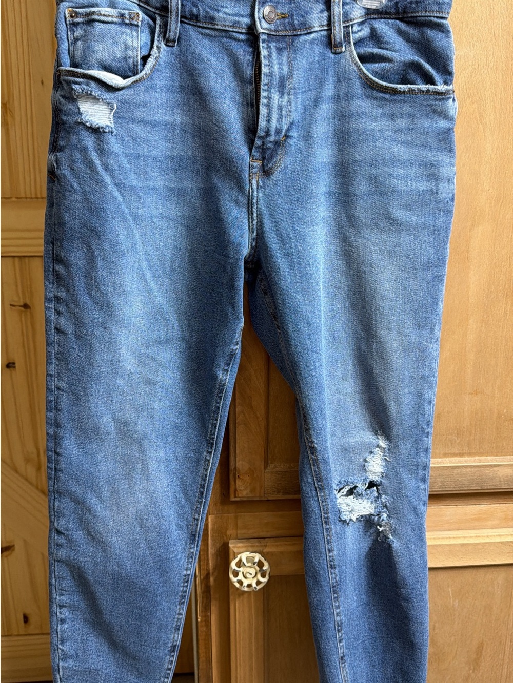 Kensie Medium Blue Skinny Jeans with Distressed Detail